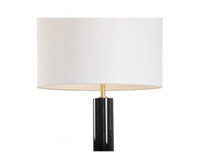 Chelsea House - Crystal Column Lamp Fluted in Black/Brushed Brass