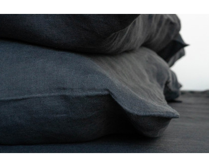 Clementine Threads 100% Linen King Size Duvet Set - Graphite01