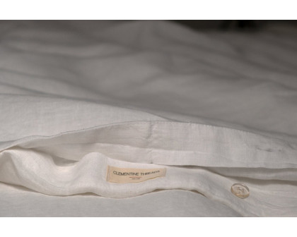 Clementine Threads 100% Linen Full/Queen Size Duvet Set - Ivory08