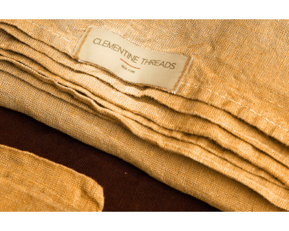 Clementine Threads 100% Linen King Size Duvet Set - Chestnut33