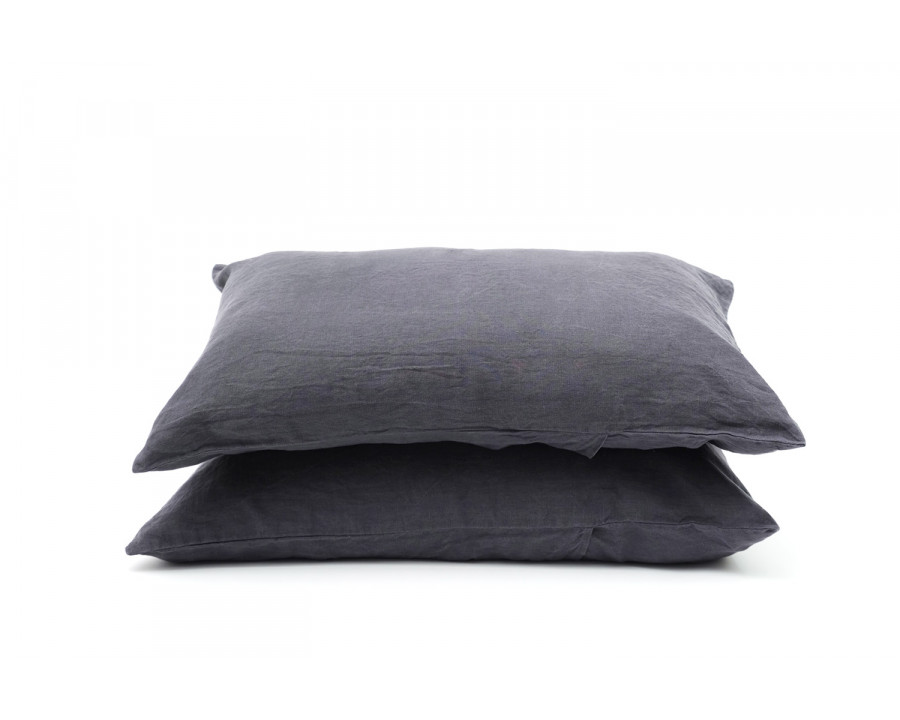 Clementine Threads Linen King Pillowcase Set - Graphite01