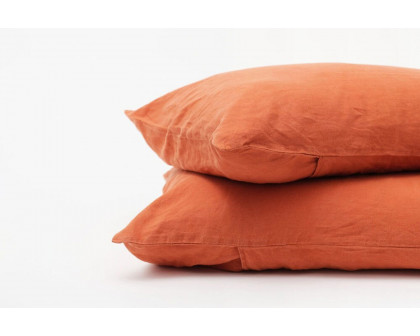 Clementine Threads Linen King Pillowcase Set - Tangerine46