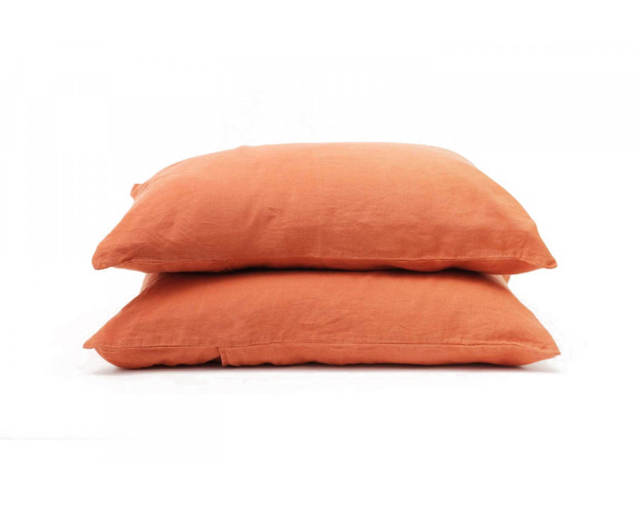 Clementine Threads Linen King Pillowcase Set - Tangerine46