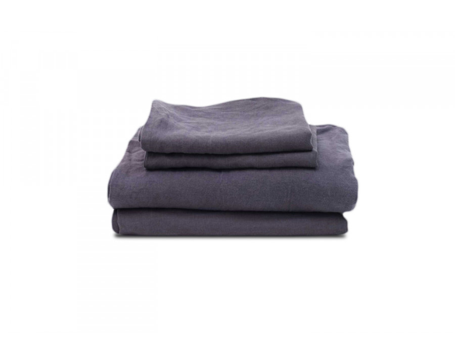 Clementine Threads 100% Linen Full Size Sheet Set - Graphite01