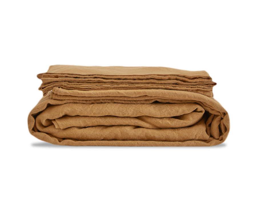 Clementine Threads 100% Linen Queen Size Sheet Set - Chestnut33