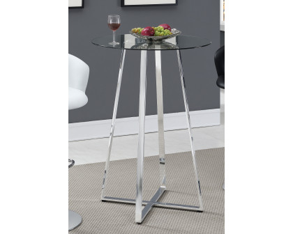 Coaster - Glass Top Bar Table in Chrome