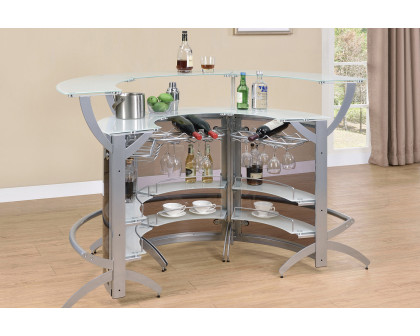 Coaster - Bar Unit (Set Of 3) in Smoked/Silver