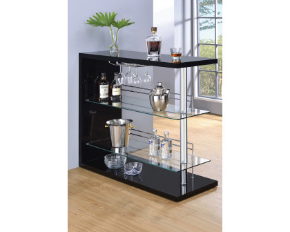 Coaster Rectangular 2-Shelf Bar Unit - Glossy Black