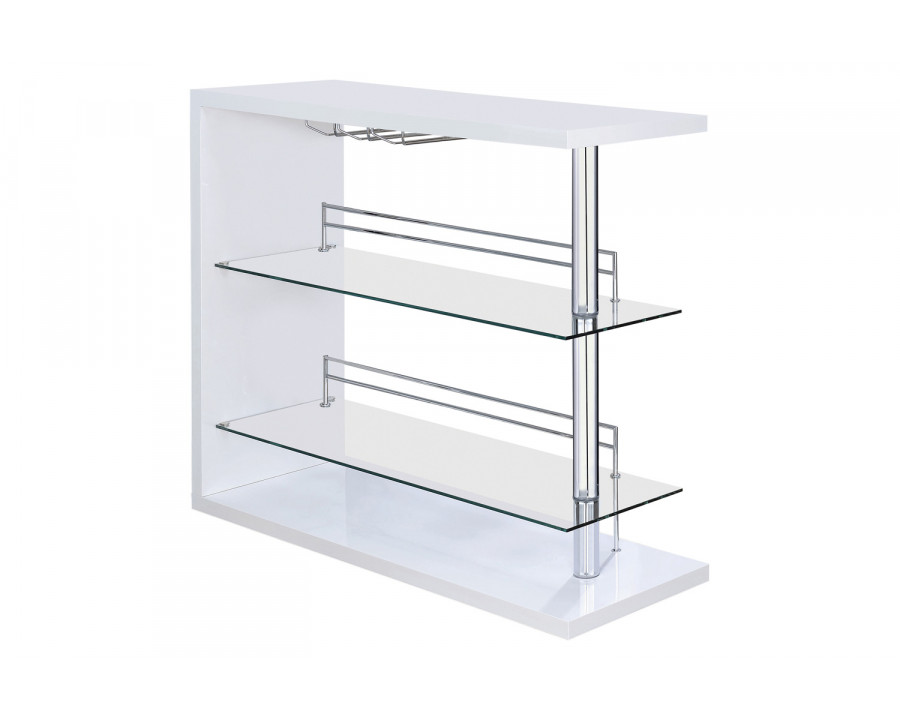 Coaster Rectangular 2-Shelf Bar Unit - Glossy White