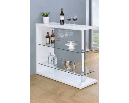 Coaster Rectangular 2-Shelf Bar Unit - Glossy White