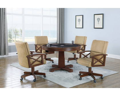 Coaster - Marietta Round Wooden Game Table in Tobacco