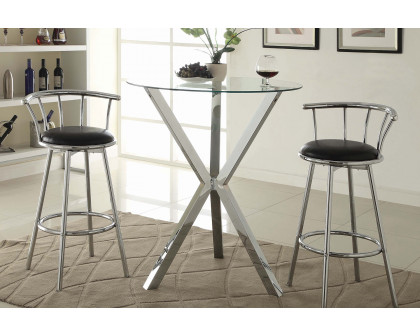 Coaster - Round Glass Top Bar Table in Chrome