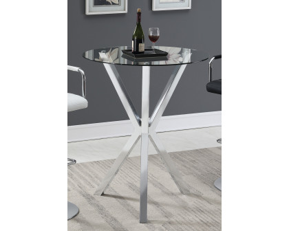 Coaster - Round Glass Top Bar Table in Chrome