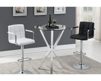 Coaster - Round Glass Top Bar Table in Chrome