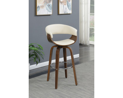 Coaster Upholstered Swivel Bar Stool - Walnut/Ecru