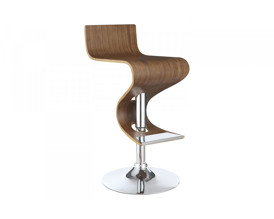 Coaster - Adjustable Bar Stool in Walnut/Chrome