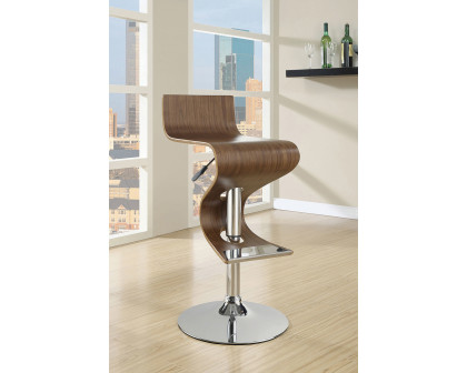 Coaster - Adjustable Bar Stool in Walnut/Chrome