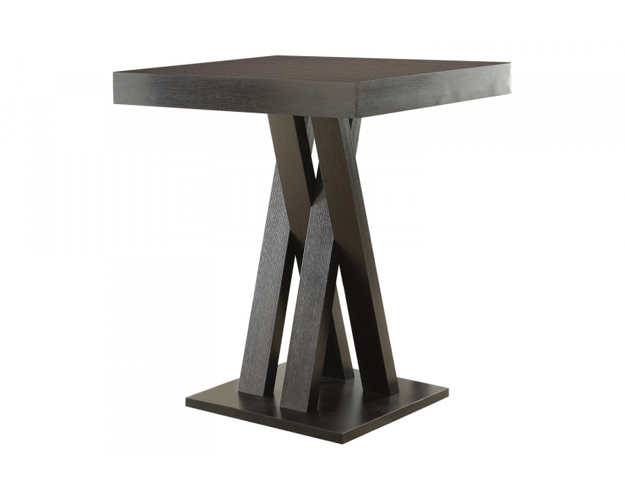 Coaster - Double X-Shaped Base Square Bar Table in Cappuccino