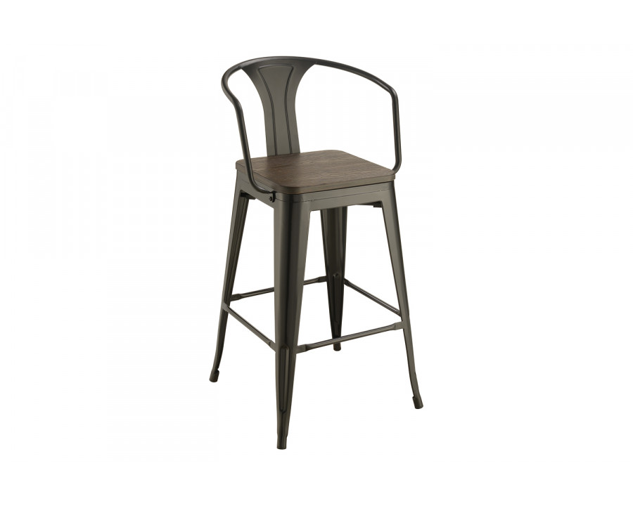 Coaster - Wooden Seat Bar Stools (Set Of 2) in Dark Elm/Matte Black