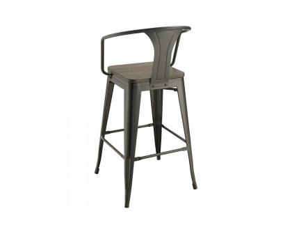 Coaster - Wooden Seat Bar Stools (Set Of 2) in Dark Elm/Matte Black