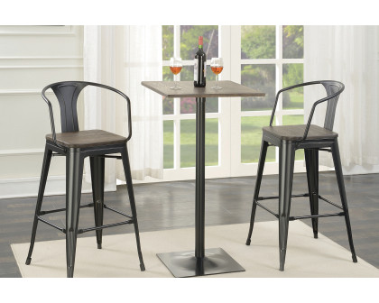 Coaster - Wooden Seat Bar Stools (Set Of 2) in Dark Elm/Matte Black