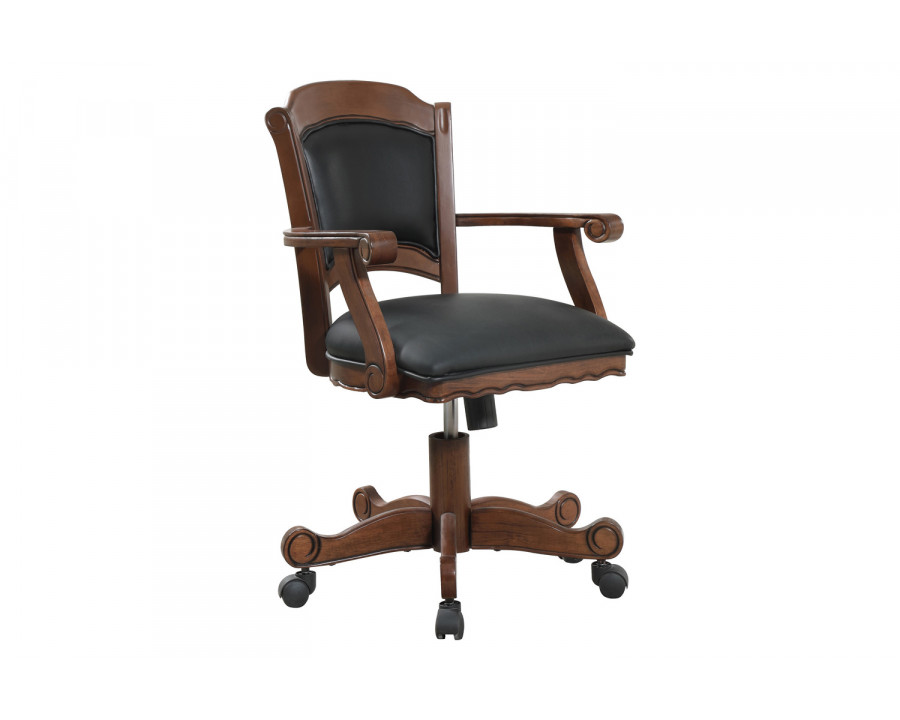 Coaster Turk Game Chair With Casters - Black/Tobacco