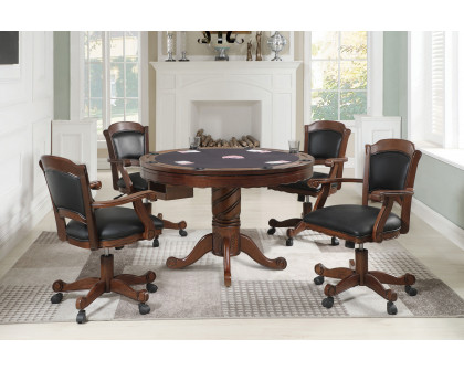 Coaster Turk Game Chair With Casters - Black/Tobacco