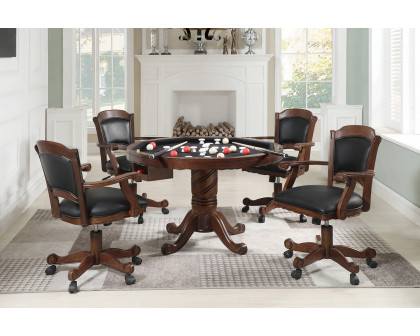 Coaster Turk Game Chair With Casters - Black/Tobacco