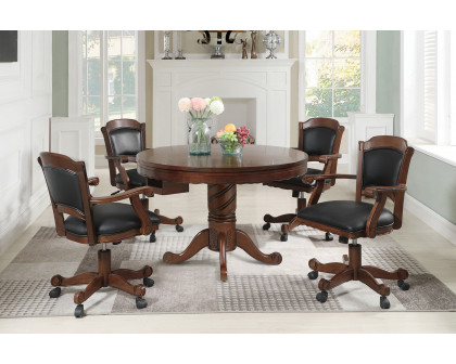 Coaster Turk Game Chair With Casters - Black/Tobacco