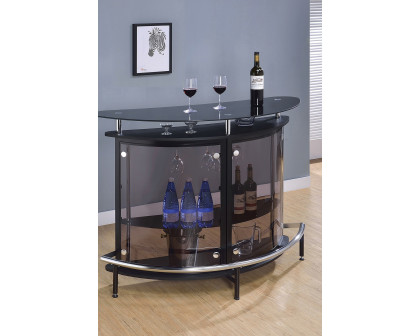 Coaster 2-Tier Bar Unit - Black/Chrome