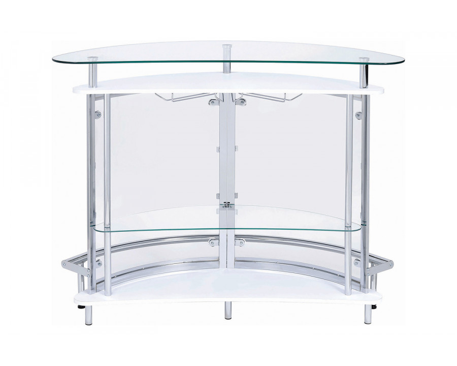 Coaster 2-Tier Bar Unit - White/Chrome