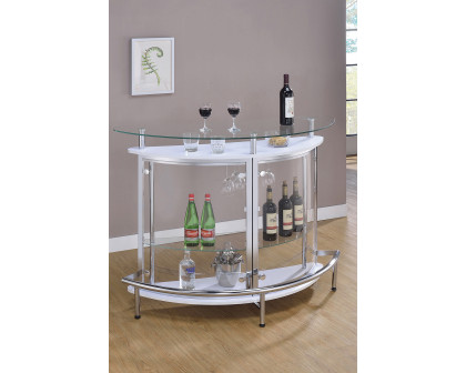 Coaster 2-Tier Bar Unit - White/Chrome