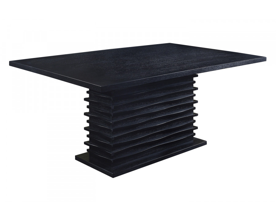 Coaster - Stanton Rectangle Pedestal Dining Table in Black