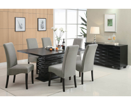 Coaster - Stanton Rectangle Pedestal Dining Table in Black