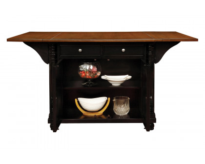 Coaster Slater 2-Drawer Kitchen Island with Drop Leaves - Brown/Black