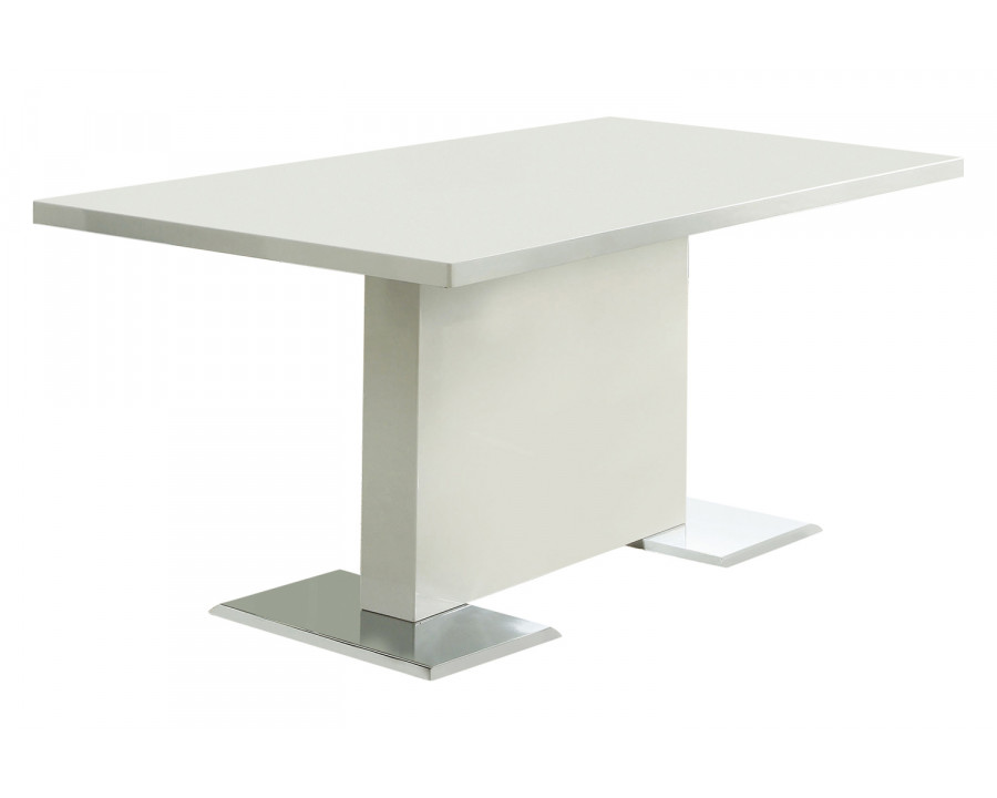 Coaster - Anges T-Shaped Pedestal Dining Table in Glossy White