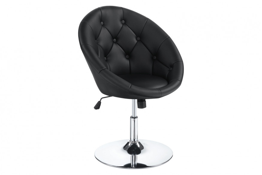 Coaster™ Round Tufted Swivel Chair - Black/Chrome