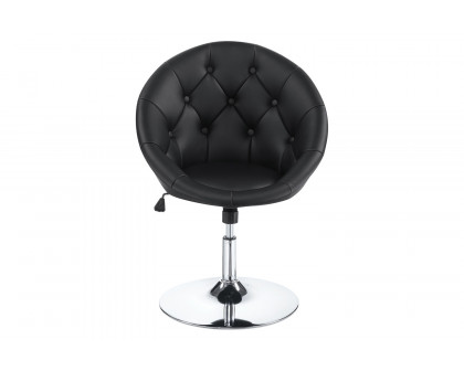 Coaster™ Round Tufted Swivel Chair - Black/Chrome