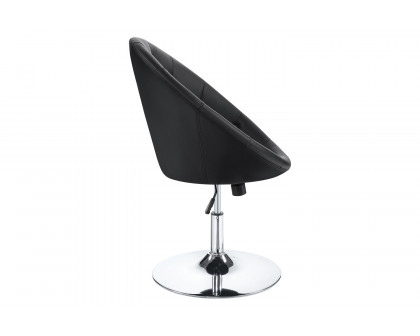 Coaster™ Round Tufted Swivel Chair - Black/Chrome