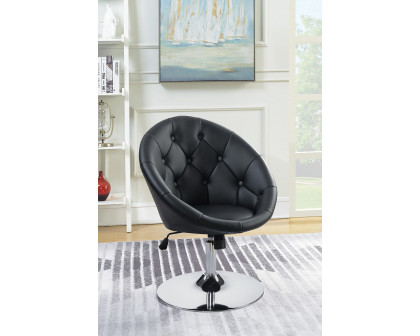 Coaster™ Round Tufted Swivel Chair - Black/Chrome