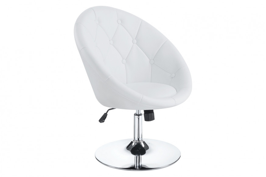 Coaster™ Round Tufted Swivel Chair - White/Chrome