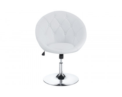 Coaster™ Round Tufted Swivel Chair - White/Chrome