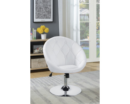 Coaster™ Round Tufted Swivel Chair - White/Chrome