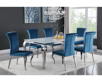 Coaster Carone Upholstered Side Chairs (Set Of 4) - Teal/Chrome