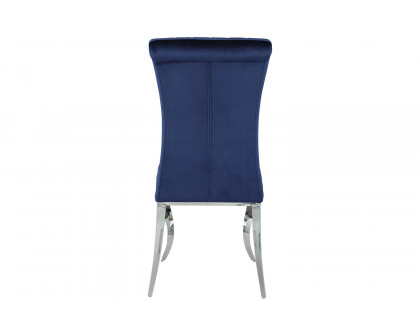 Coaster Carone Upholstered Side Chairs (Set Of 4) - Ink Blue/Chrome