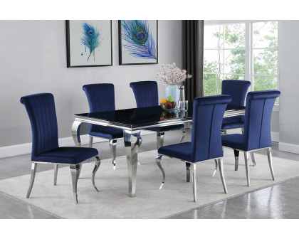 Coaster Carone Upholstered Side Chairs (Set Of 4) - Ink Blue/Chrome