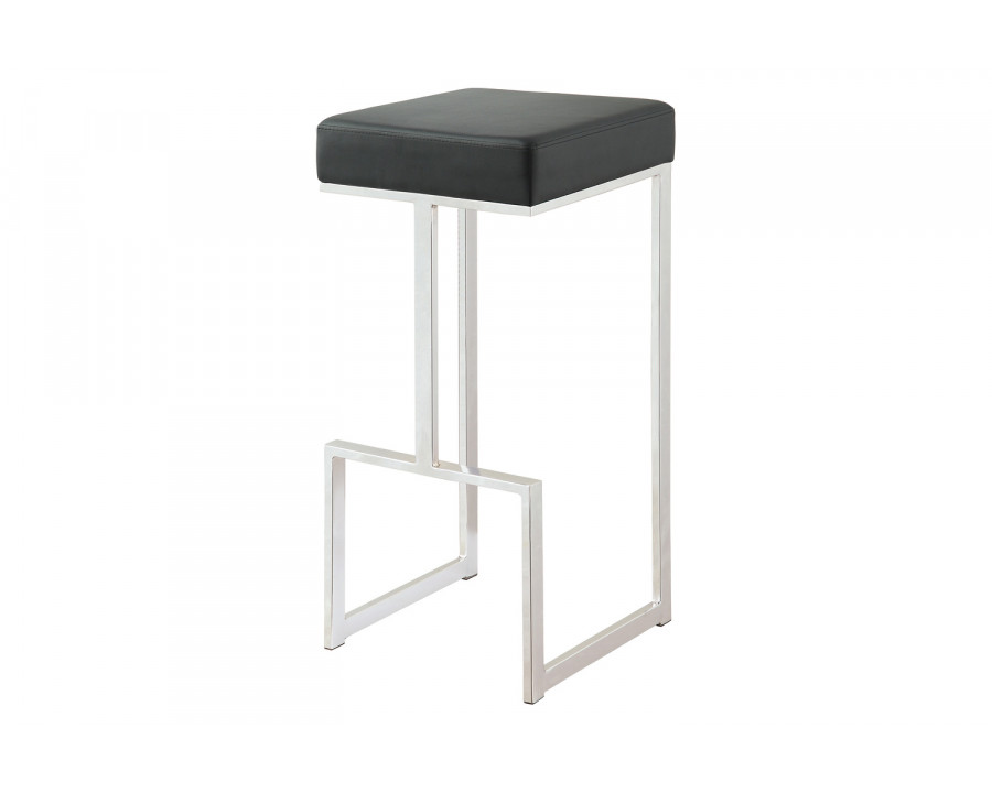 Coaster Square Bar Stool - Black/Chrome