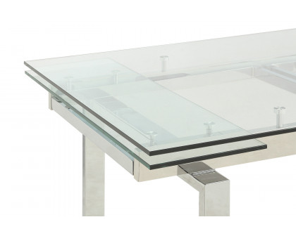 Coaster Wexford Glass Top Dining Table With Extension Leaves - Chrome