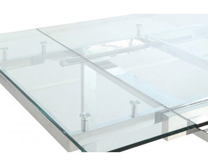 Coaster™ Wexford Glass Top Dining Table With Extension Leaves - Chrome