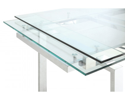 Coaster™ Wexford Glass Top Dining Table With Extension Leaves - Chrome